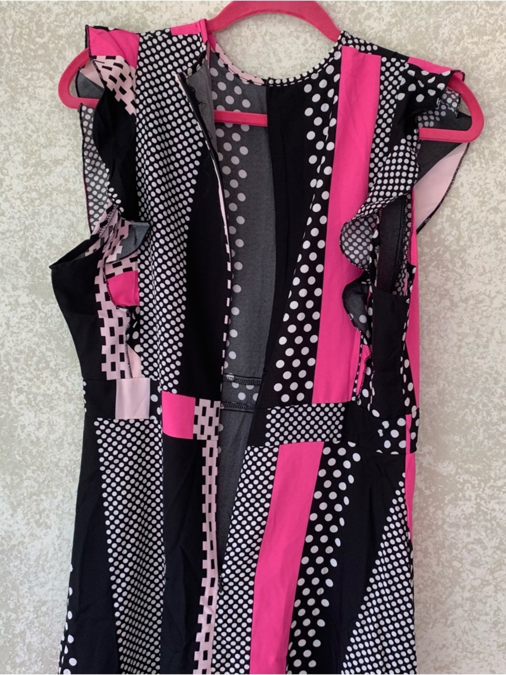 SHEIN Black, White & Light Pink Mixed Pattern Dress Large Lightweight - Picture 7 of 7